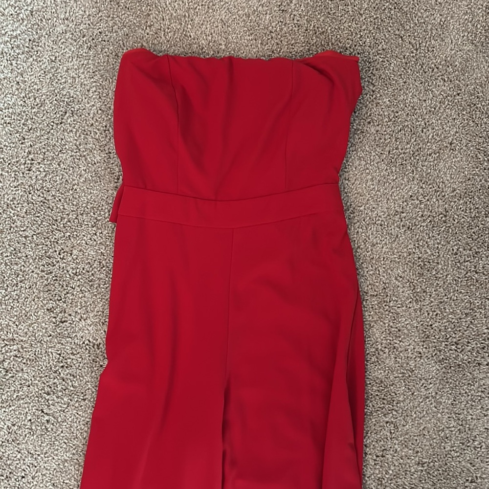 Strappy Red Strapless Jumpsuit